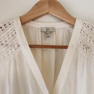 White Doria Crochet Trim Silk Tank